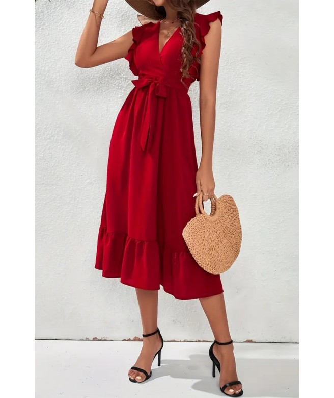 Rochie midi de vara, rosu