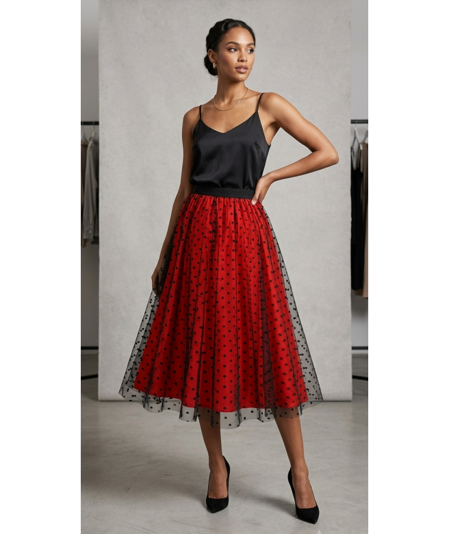 Fusta midi rosie din tulle...
