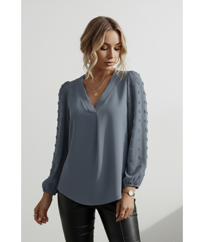 Bluza casual din voal cu...