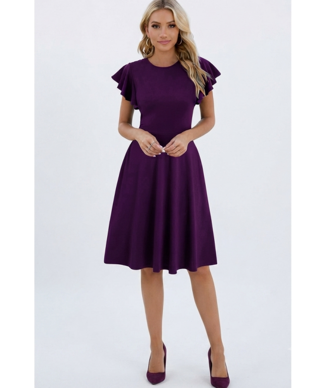 Rochie cu volanase mov pruna