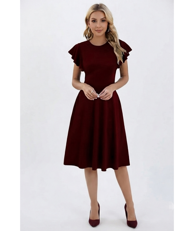 Rochie cu volanase bordo